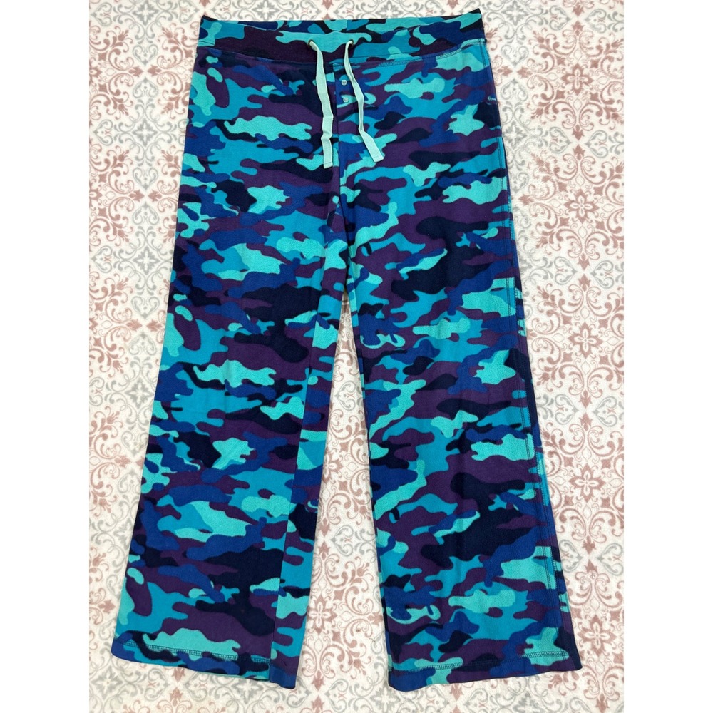 Jenni by Jennifer Moore Blue Purple Camo Fleece Pajama Pants Large